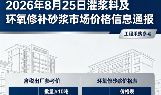 通许2026年8月25日灌浆料及环氧修补砂浆市场价格信息通报